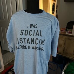 Blue Graphic Tee - Social Distancing Print PLUS SIZE. Funny.